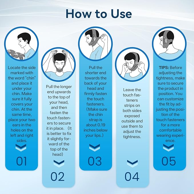 Chin Strap for Sleeping with 4-Side Adjustment, Anti Snoring Chin Strap Elasticity for Adults, Anti Snoring Devices Breathable and Durable, Snore Stopper for CPAP Users, Gray, M