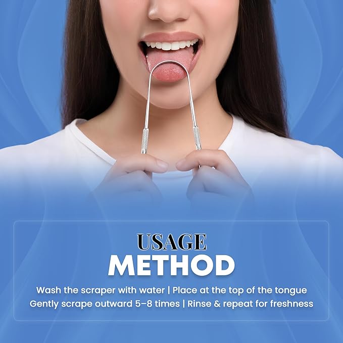 HOKIN Tongue Scraper for Adults with Travel Cases (2Pcs U & Spoon Combo Pack) - 100% Metal Tongue Cleaners, Tough Scrapers for Oral Hygiene