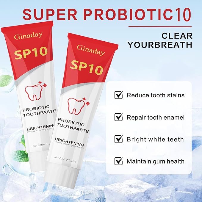 2 Pcs SP10 Probiotic Whitening Toothpaste, Deep Cleaning Care Remove Yellow Tooth Stains, with Probiotic Oral Health Management, Fresh Breath.