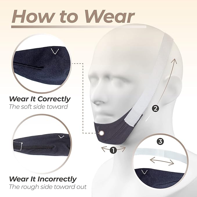 PalpitateC Upgrades Chin Strap Effective Mouth-Snoring Relief, Anti Snoring Men Women Universal, Adjustable Snoring Solution Effectively Regulate Snoring and Regulate Sleep, Chin Strap Resmed - 1 Pack