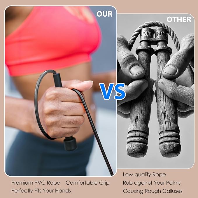 2 Pack Jump Rope for Fitness, Speed Rope Skipping Rope for Men, Kids and Women, Jumping Rope for Workout, Tangle-Free PVC Long Jump Rope Set, Adjustable Exercise Jumping Rope Boxing for Adult