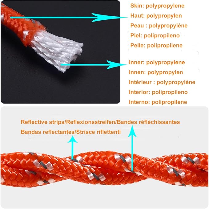 1/4 in (6mm) x 32 Ft (10Meter) Marine Floating Rope for Boating, Fishing, Rafting, Camping, Hiking, Hunting, Anchor, Mooring, Dock Lines, Kayak, Canoe, Rescuing Reflective Orange