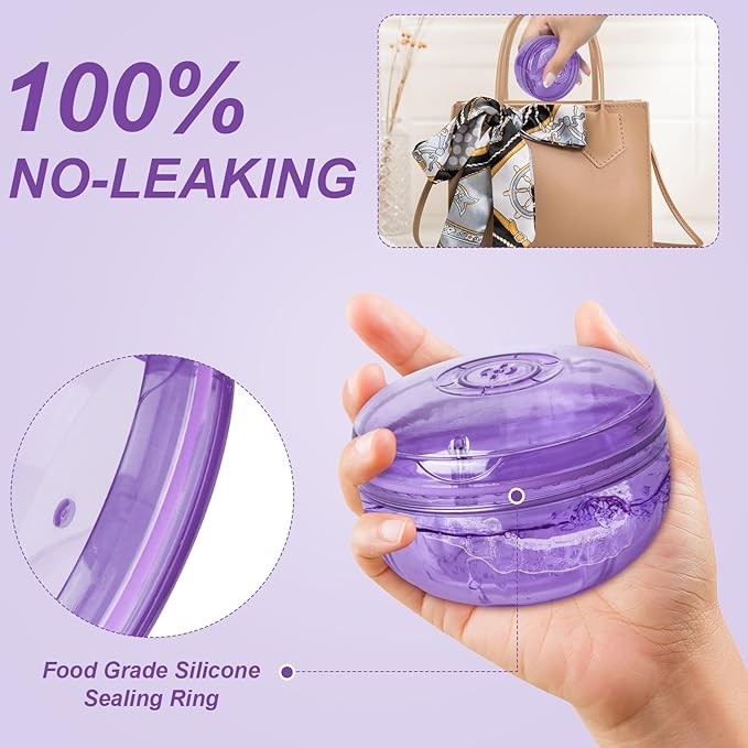 Retainer Cleaner Case,Double Layer No-Leak Denture Cup for Soaking Dentures, Denture Bath for Invisalign Aligner,Retainers,Mouth Guard,Night Guard (Purple)