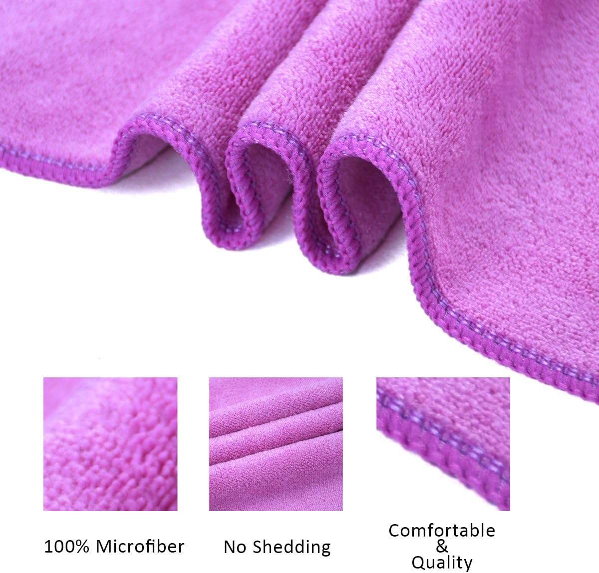 JML Microfiber Towels, Bath Towel Sets (6 Pack, 27" x 55") - Extra Absorbent, Fast Drying, Multipurpose for Bath, Swimming, Fitness, Sports, Yoga, Violet/Coffee/Blue