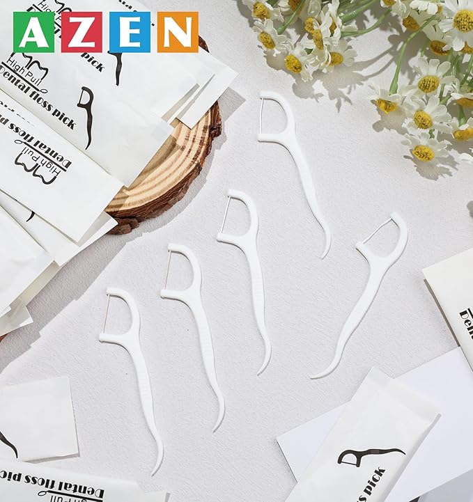 AZEN 1500 Count Dental Floss Bulk, Individually Wrapped Floss Picks, Toothpicks Flossers for Adults, Ideal Travel Flossers for Deep Cleaning