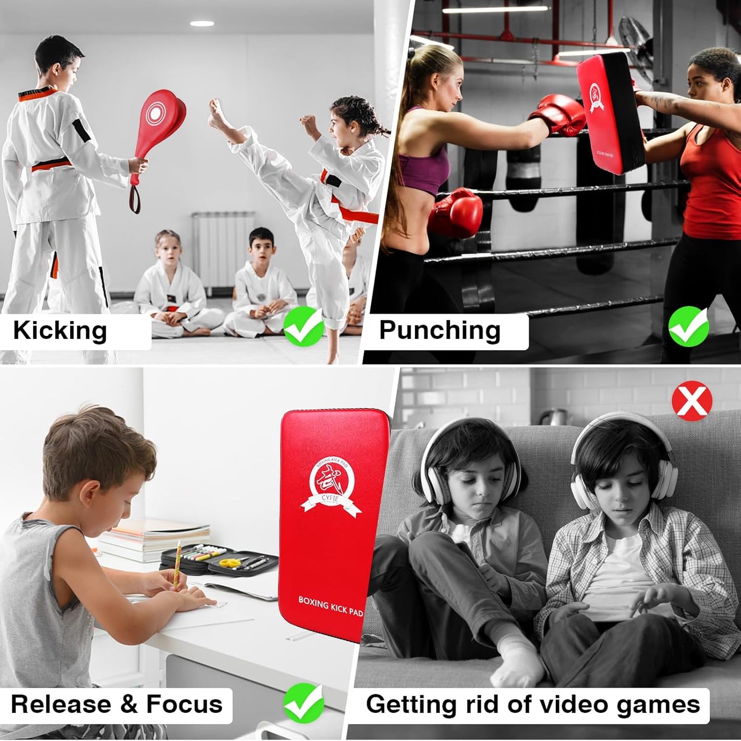 3 in 1 Boxing Training Equipment, Punching Mitts, Martial Arts Target Training Paddle and Kicking Pad for Kickboxing, Taekwondo, Karate, Muay Thai, Dojo, MMA, Sparring for Kids, Toddler, Women