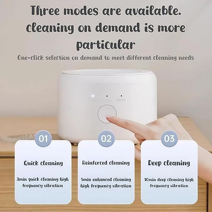 Three Modes Denture Cleaner Machine for Invisalign Cleaner,50kHz Ultrasonic Retainer Cleaner Machine,200ML Mouth Guard Cleaner,For Dentures,Mouth Guards,Braces,Aligners,Toothbrush,Jewelry