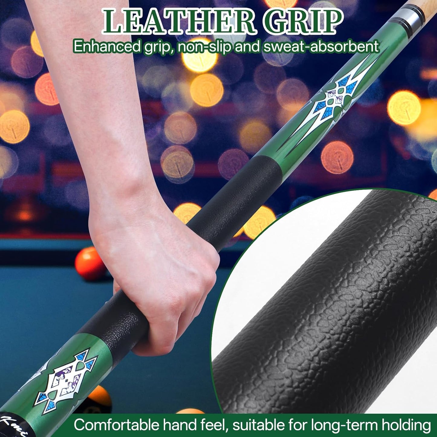 Kmise Pool Cue Stick Set - 58 Inch Pool Cues, 18~21Oz Canadian Maple Professional Billiard Cues Sticks, Pool Sticks for Adults, Multiple Colors, Pool Stick for Bar House Pool Tables Sports