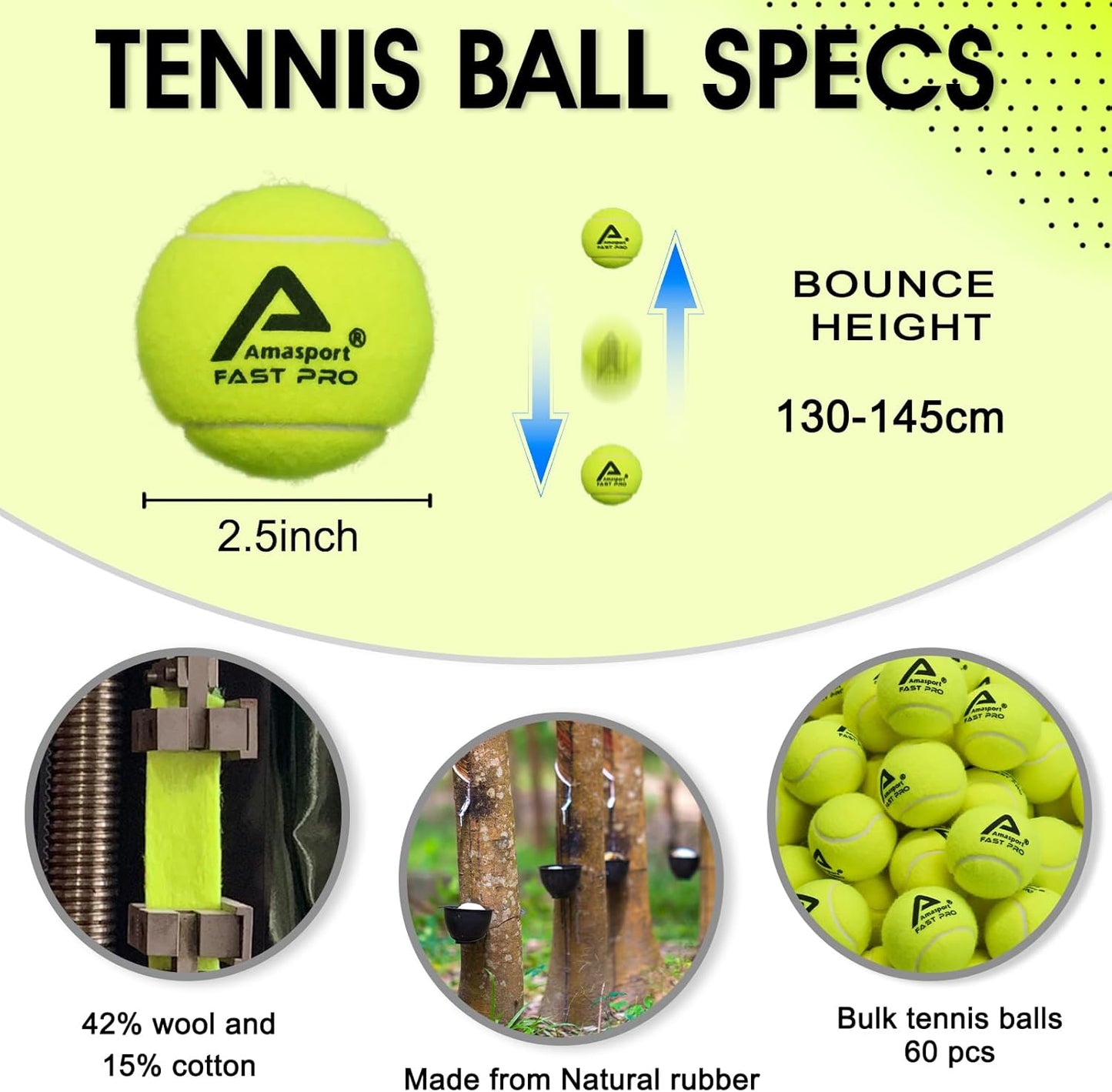 LITIAN Bulk Tennis Balls with Hopper Bag - 60 Pack Bucket High Elasticity Pressureless Practice Tennis Balls, Perfect for Training & Pet Dogs Play