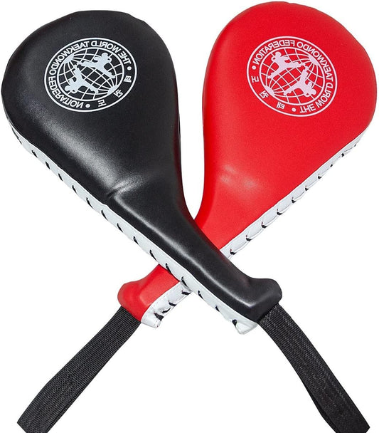 2PCS Taekwondo Kick Pads, Double Strike Karate Kicking Targets for Effective Martial Arts Training, Durable Materials Red and Black Taekwondo Paddles Perfect for Both Adults and Kids.