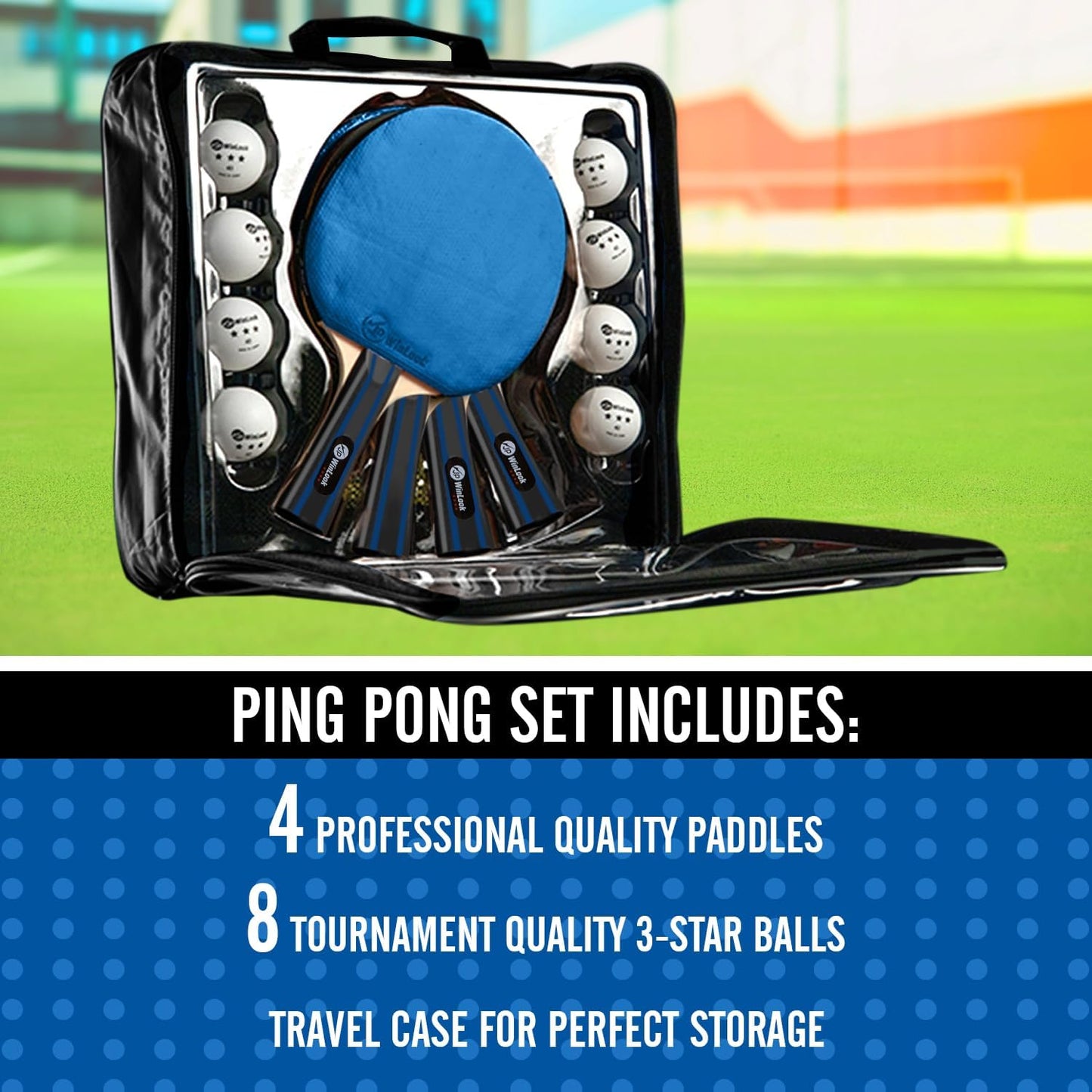 JP WinLook Ping Pong Paddles Sets - Portable Table Tennis Paddle Set with Ping Pong Paddles Professional Case & Ping Pong Balls - Premium Table Tennis Racket Player Set for Indoor & Outdoor Games