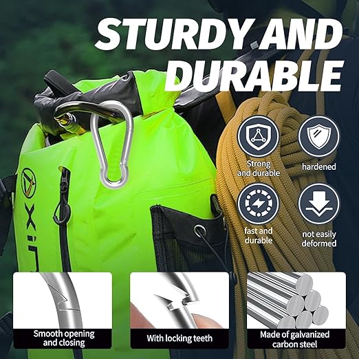 50PCS M6 Spring Snap Hook Carabiner, Heavy Duty Galvanized Steel Carabiner Clip, 260LBS Holding Capacity Spring Clips for Hammock Swing Outdoor Travel