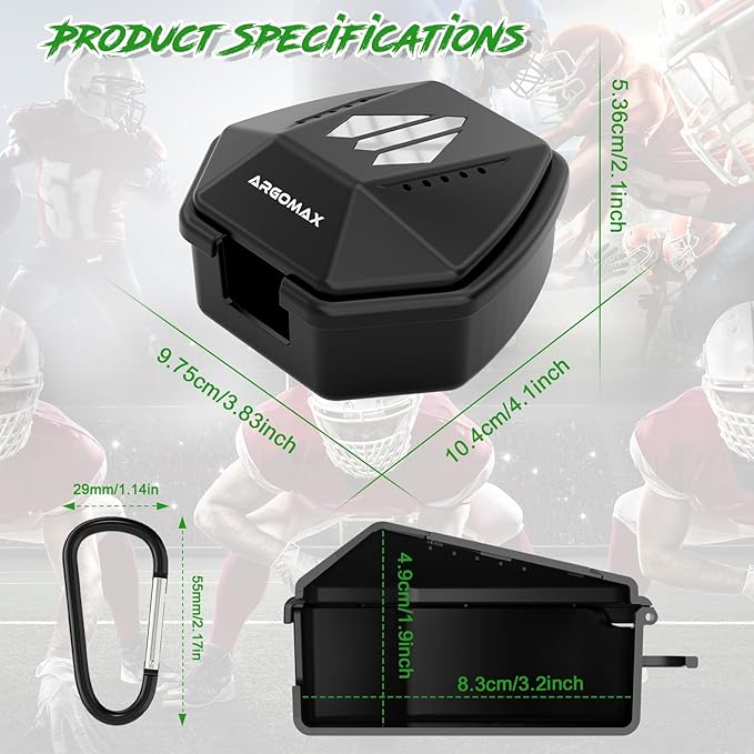 ARGOMAX Sports Lip Guard Case with Clip, Specializing Storage of Mouthguards with Lip Protection. Compatible with Various Brands of Football Lip Guard, Black+White.