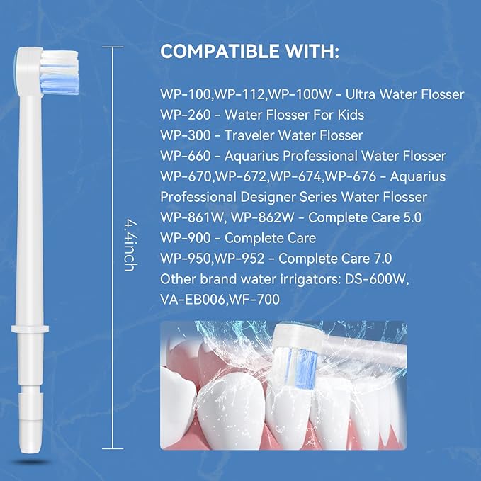 Replacement Tips for Waterpik, Water Flosser Replacement Heads Parts for Waterpik Oral Irrigator, 6 Tips Different & Storage Case Bundle