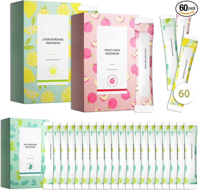 60PCS Travel Size Mouthwash,Portable Mini Mouthwash,Long-Lasting Freshness Travel Mouth Wash for Oral Care A22