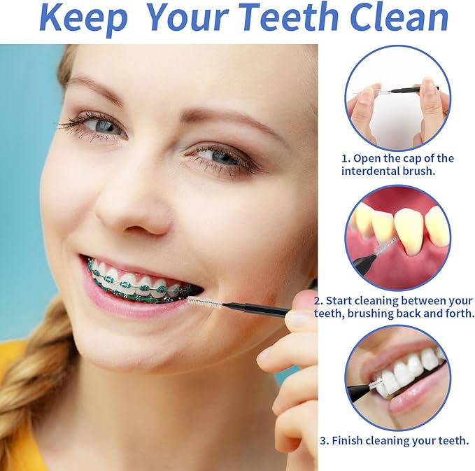 Interdental Brush, 100Pcs Soft Braces Brush Set, 40Pcs Tooth Flossing Head for Oral Hygiene Tooth Cleaning with 60pcs Disposable Braces Flossers Tooth Cleaning Tool (Stylish Colors,Multiple Sizes)