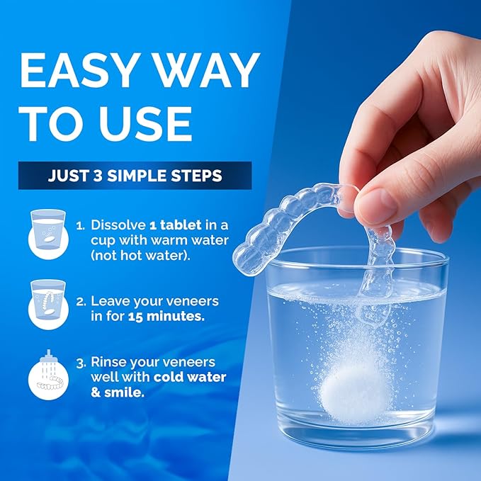 Retainer Cleaner Tablets for Invisalign Approved for Ultrasonic Cleaners -240 Denture Cleaning Tablets for Aligners, Night Guard, Mouth Guard - Denture Cleaner Tablets 8-Month Supply
