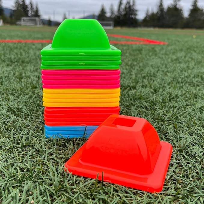 LVL10 Pro Training Cones - 2" Mini Soccer Cones for Sports Training - for Basketball, Football, Basketball and Agility Drills - Soccer Field Markers That Won't Crack, Slide or Fly