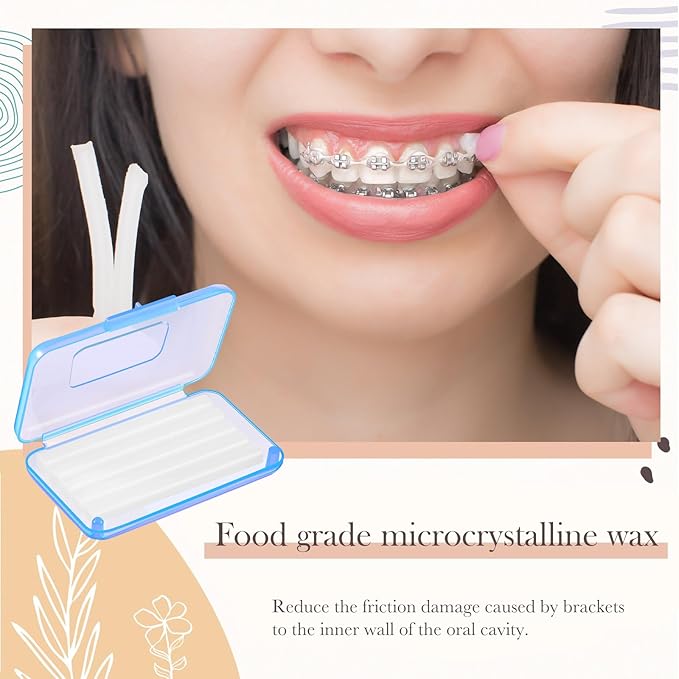 Geiserailie 10 Pack Braces Wax for Teeth New Flavored Dental Orthodontic Wax with Applicator Scraper for Braces Wearer, Oral Appliances, Aligners Patients, Fruit Floral Flavors