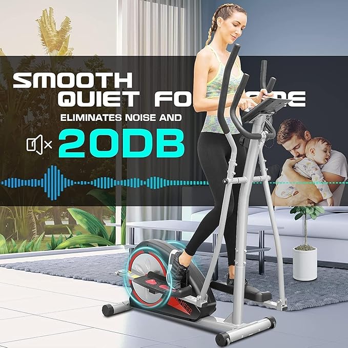 ANCHEER Elliptical Exercise Machine, Elliptical Training Machines with Pulse Rate Grips and LCD Monitor, Elliptical Machine for Home with 8 Resistance Levels Smooth Quiet Driven, Max 350Lbs