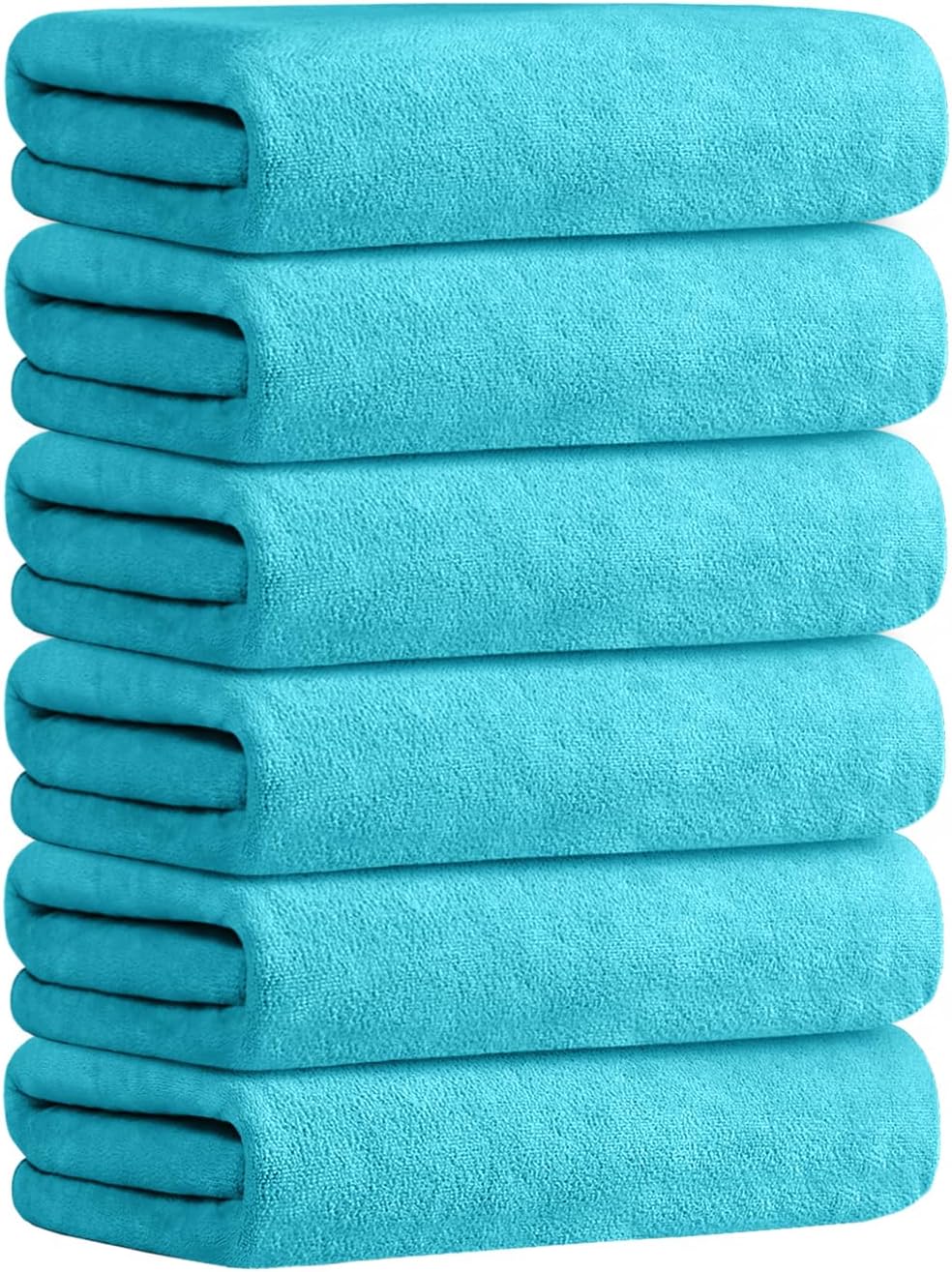 JML Microfiber Bath Towels, Bath Towel Set (6 Pack, 27" x 55") - Extra Absorbent and Fast Drying,Multipurpose Microfiber Towel for Bath, Beach, Pool, Sports, Yoga - Sky Blue