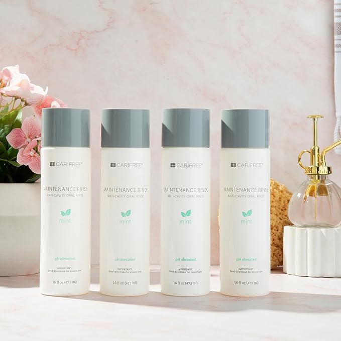 CariFree Maintenance Rinse, Mint Flavor, Anti-Cavity Fluoride Mouthwash, Dentist Recommended, Prevents Oral Decay, Freshens Breath, Alcohol-Free, Neutralizes pH (16 Fl Oz (Pack of 4)