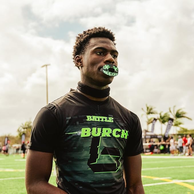 Battle Sports Oxygen Football Mouthguard - Football Mouth Guard with Strap, Superior Airflow & Better Performance, Maximum Breathability, Works with Braces (Strapped)