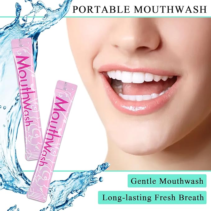 Travel Size Mouthwash,Mini Mouthwash Travel Size Bulk Portable Mouth Wash Set,Individual Small Travel Mouth Wash Packets for Fresh Breath(Pack of 60) A3