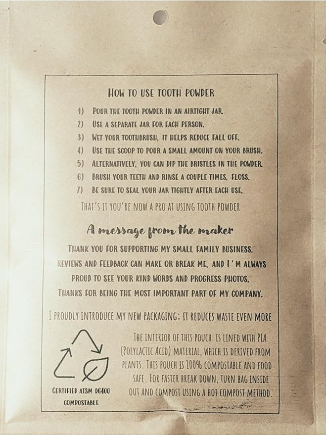 Unflavored Simply Sooney Fluoride Free Vegan Remineralizing Tooth Powder I Value Size Up to 6 M Supply I for Naturally Stronger Teeth (Zero Waste Paper Bag)