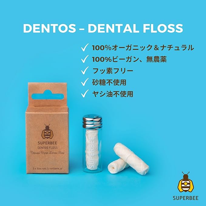 SuperBee Dentos Toothpaste Tablets & Dentos Floss, 150 Tabs, Fluoride Free & Eco Friendly, Travel Mouthwash Tablets, Sensitive Bites Kids Adults, Chewable Tablet, Spearmint