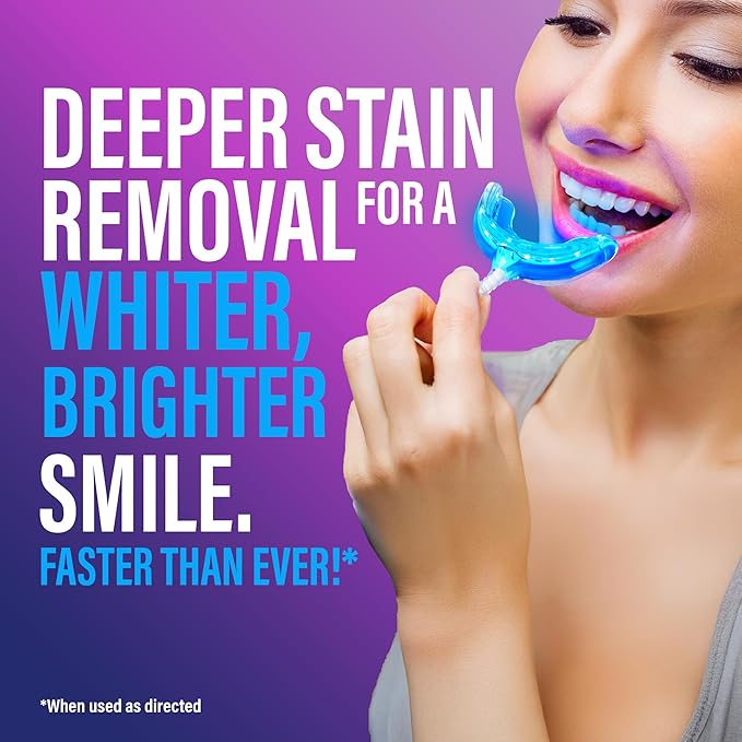 GuruNanda Premium Teeth Whitening Kit with Wired LED Light & Whitening Pen, Works with iPhone & Android, Helps Remove Surface Stains from Coffee, Food, Soda