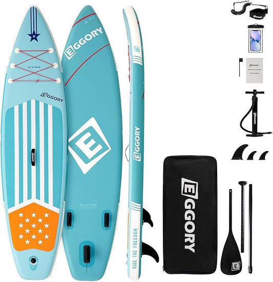 Inflatable Paddle Board,Stand Up Paddle Board Set, Extra Wide SUP Board with Removable Fin, Floating Paddle, Hand Pump, Waterproof Phone Pouch,Traveling Board