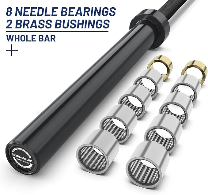 7ft Olympic Barbell Bar 45LB Load 1500lbs Capacity Available, for Gym Home Exercises, Weightlifting, Powerlifting for 2" Olympic Plates