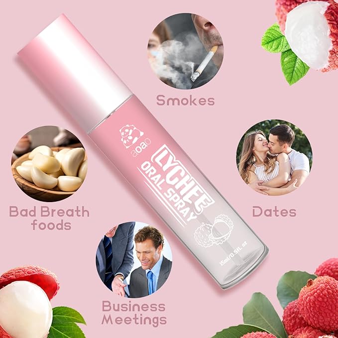 Oral Spray for Adults, Mouth Freshening Spray, Portable Peppermint Oral Freshener, Alcohol & Fluoride-Free Oral Care Mouth Spray, Travel, Dates, Office, Dry & Bad Breath,0.5fl.oz (Pink)