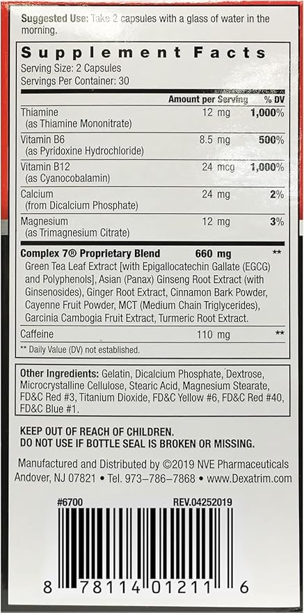 ILIOS Dexatrim Max Complex-7 | Diet Pills to Lose Weight - 7 Powerful Ingredients to Reduce Hunger & Body Fat, Fat Burner Supplements, Weight Loss Pills for Men & Women, 2 Packs w/ 60 Capsules Each