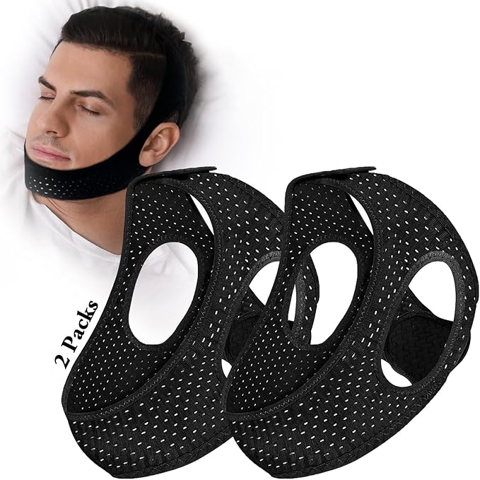 2 Pack Anti Snore Chin Strap for Sleeping，Jaw Tape Mouth Snoring Sleep Devices Stopper Cpap Users Breathing Head Mouthpiece Solution to Keep Closed Mandibular Advancement Reducing for Men Women