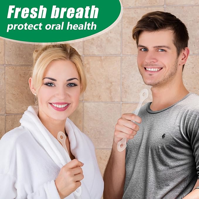 100 Count Disposable Tongue Scraper, Plastic Tongue Cleaner for Adults and Kids, Tongue Scrubber for Oral Care, Promote Fresh Breath