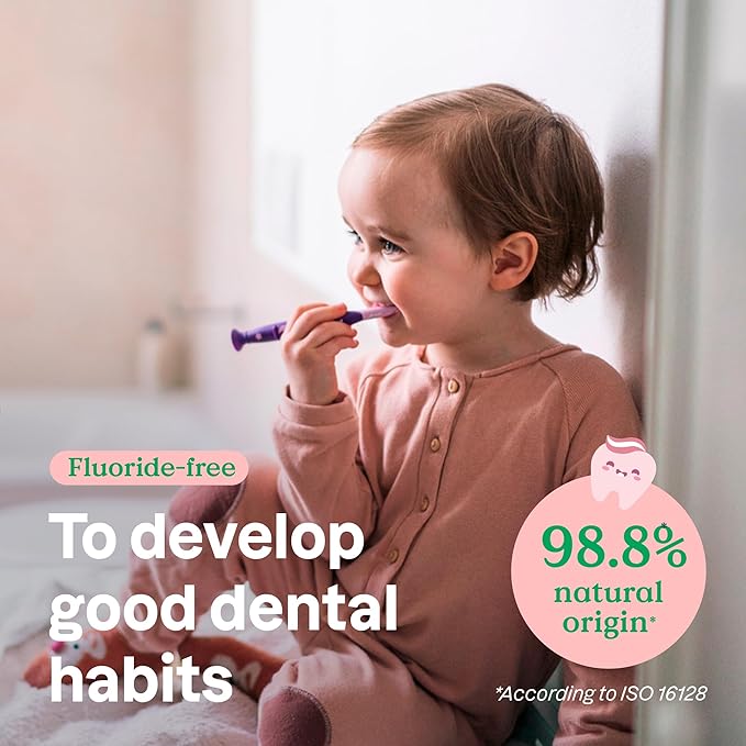 ATTITUDE Baby and Child Fluoride-Free Training Toothpaste, EWG Verified, Naturally Derived Ingredients, Vegan, Strawberry, 2.6 Oz