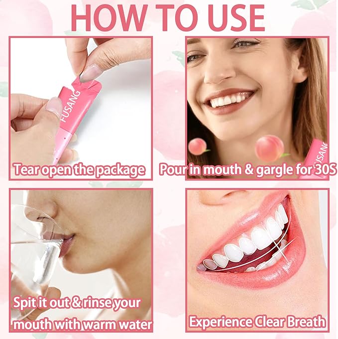 Travel Size Mouthwash 20 Pack,Peach Flavored Mini Mouthwash Travel Size for Fresh Breath,Individual Packaged Hotels Portable Travel Size Toiletries Products