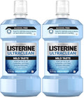 Listerine Ultraclean Alcohol Free Tartar Control Mouthwash, Oral Rinse to Help Fight Bad Breath and Tartar, for Cleaner, Naturally White Teeth, Less Intense Arctic Mint Taste, 1 L (Pack of 2)