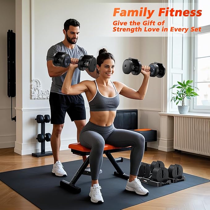 Adjustable Dumbbells Set of 2, 1 Hand Adjustable Weights Dumbbells Set, 5 in 1/10 in 1 Free Dumbbell with Anti-Slip Texture Handle, 25/55/80lb Pair Weight Set For Home Gym Suit both Men and Women