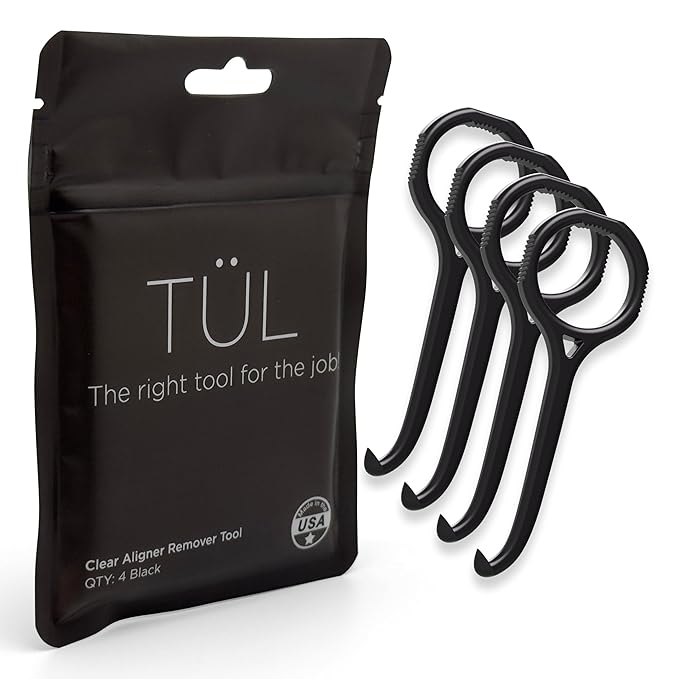 TÜL | Only Invisalign Remover Tool Made in the USA | Lifetime Replacements | Ortho Recommended Aligner Remover Tool & Retainer Remover Tool | Black 4 Pack | Top Invisalign Accessories