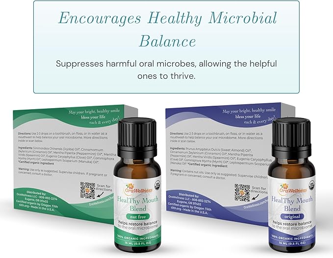 OraWellness Healthy Mouth Blend Organic Tooth Oil, Fluoride Free Made in The USA Toothpaste & Mouthwash Alternative Tooth, Natural Rinse for Healthy Teeth & Gums for Women, Men and Kids, Pack of 1