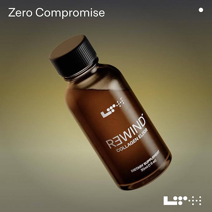 LTH Rewind Collagen Elixir - Trusted by Life Time Fitness Members - with Collagen Peptides, Hyaluronic Acid & Antioxidants - Supports Hair, Skin, Joint & Bone Health - Berry-Sorbet, 30 ml (15 Pack)