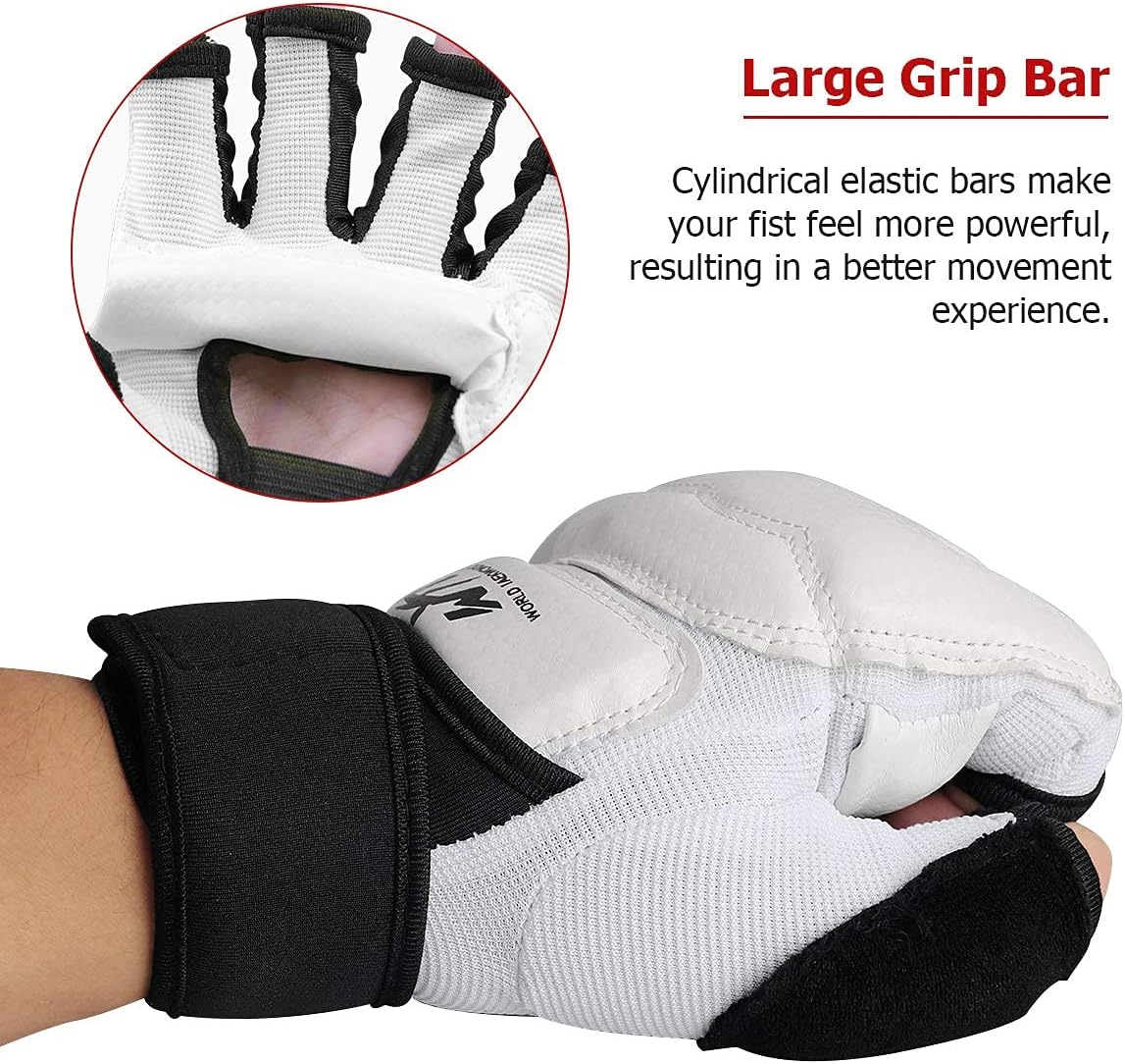 LangRay Taekwondo Karate Gloves & Sparring Gear Foot Protector Set, Karate Boxing Sparring Foot Guard and Half-Finger Gloves Kit for Martial Arts TKD Kung Fu Punch Bag Kickboxing MMA Training