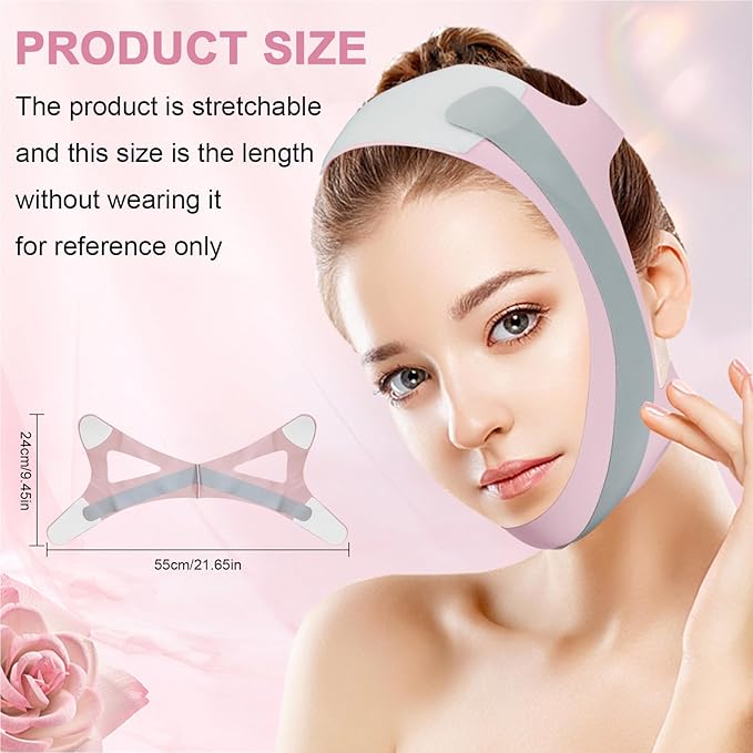 Chin Strap for Sleeping,Anti Snoring Chin Strap for CPAP Users,V-Line Lifting Mask,Adjustable and Breathable Chin Strap-Keep Mouth Closed for Effectively Reduce Snoring (Pink-White)