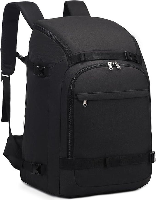 JIANYA Ski Boot Bag, 50L Waterproof Travel Backpack for Snowboard, Ski Helmet, Goggles, Gloves & Accessories, Black