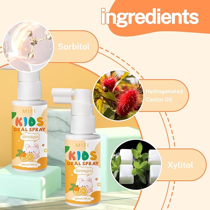 PEGO Kids Oral Spray - Fresh Breath for Children & Toddlers, Fruit-Flavored Oral Care Spray, Easy to Use, Perfect for Home & Travel for Baby's Daily Oral Care (1Pack, Orange)