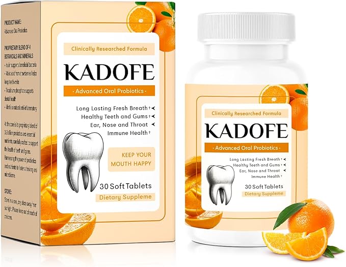 Oral Probiotics for Teeth and Gums & Fresh Breath - Gum Restore & Bad Breath Treatment for Adults |3.5 Billion Advanced Oral Probiotics for Bad Breath, Chewable 30 Tablets (Orange-1pcs)