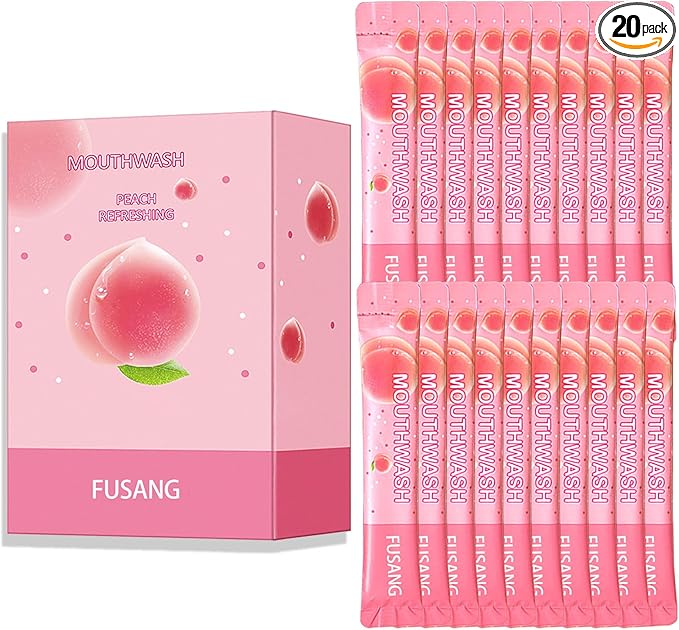 Travel Size Mouthwash 20 Pack,Peach Flavored Mini Mouthwash Travel Size for Fresh Breath,Individual Packaged Hotels Portable Travel Size Toiletries Products